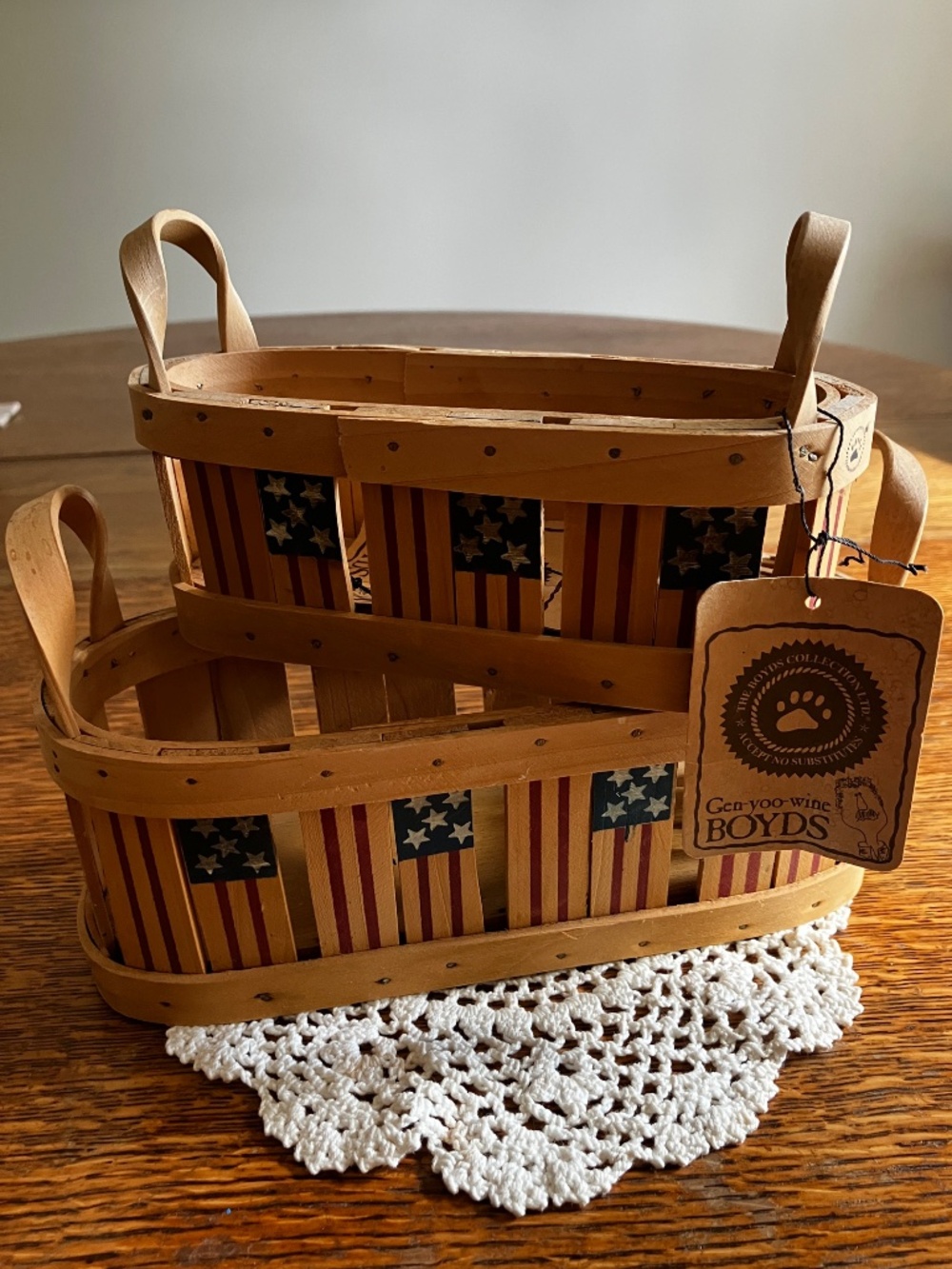 Set of Two Boyd's Collection American Eleanor's NestingWooden Baskets - NWT
